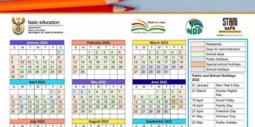 Staggered 2022 School Calendar for inland provinces in South Africa!