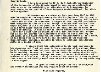 Z. K Matthews TODAY 16 March 1954 wrote: