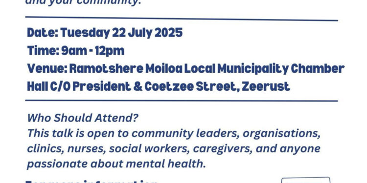 Free Mental Health Workshop – Tuesday, 22 July @ 9am