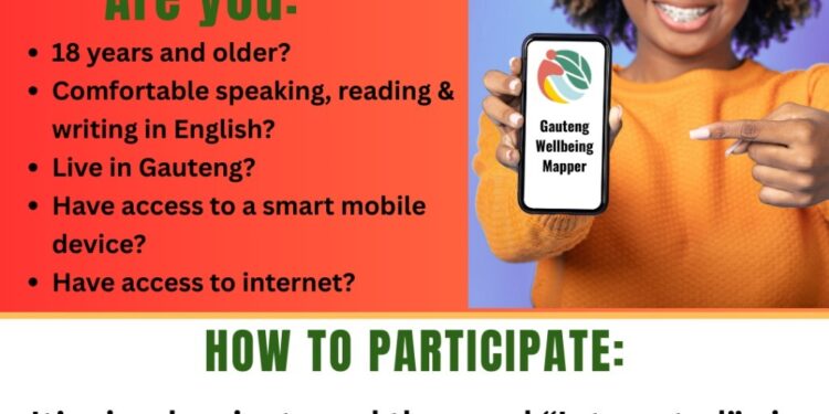 Join the Gauteng Wellbeing Mapper Research Study
