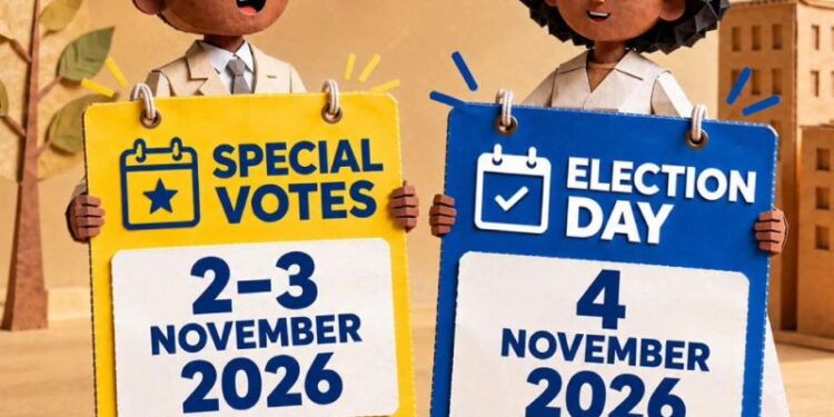 Special voting for the 2026 Local Government Elections will take place on 2 and 3 November 2026